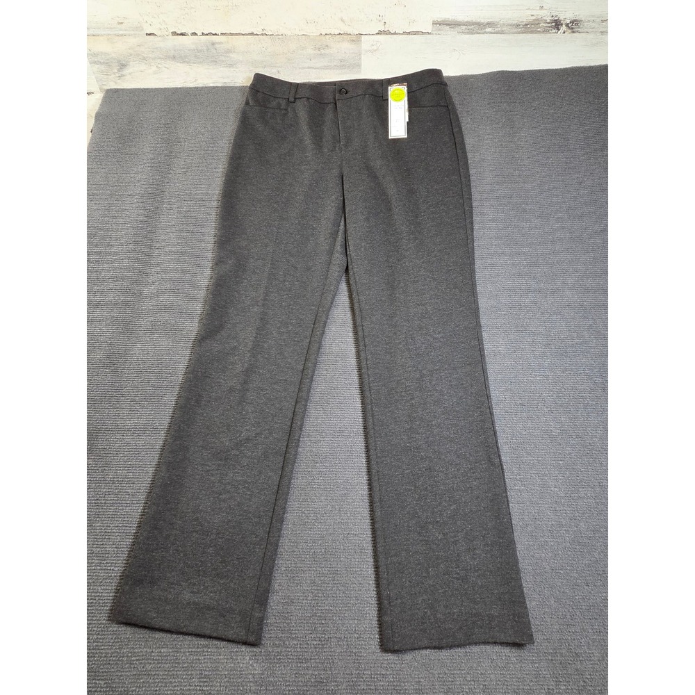 Charter Club Straight Leg Pants Women 12 Gray Classic Fit Stretch NWT
